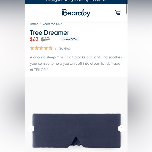 Bearaby Midnight Blue Sleep Eye Mask - Picture 4 of 5